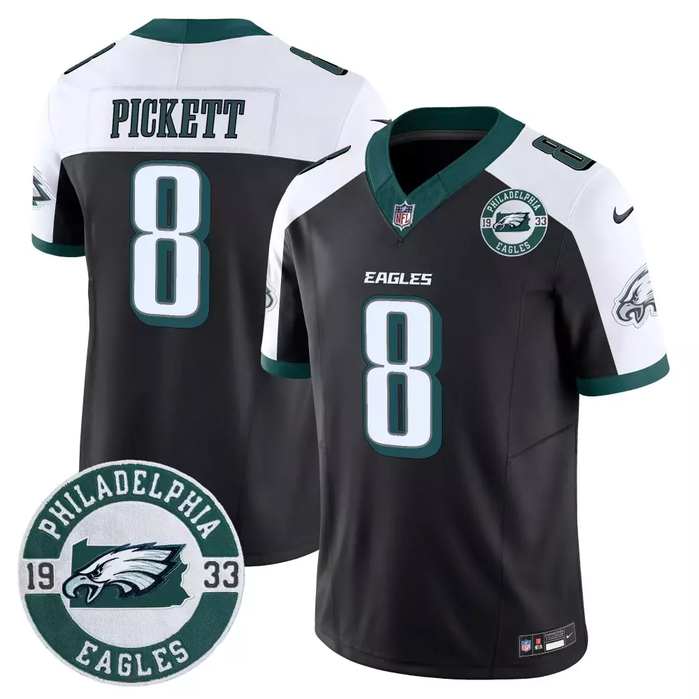 Kenny Pickett 8 Eagles Jersey Black Philadelphia 1933 Men Alternate Green White Vapor