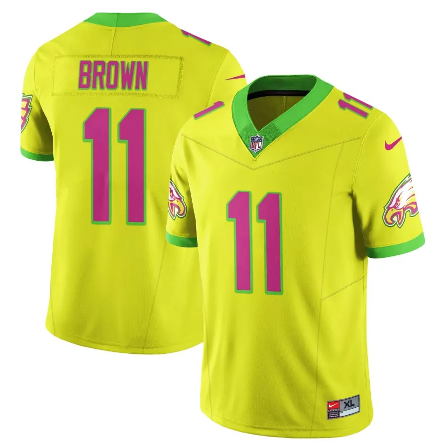 Brown 11 Eagles Jersey Yellow Men Green Pink Vapor Limited All Stitched