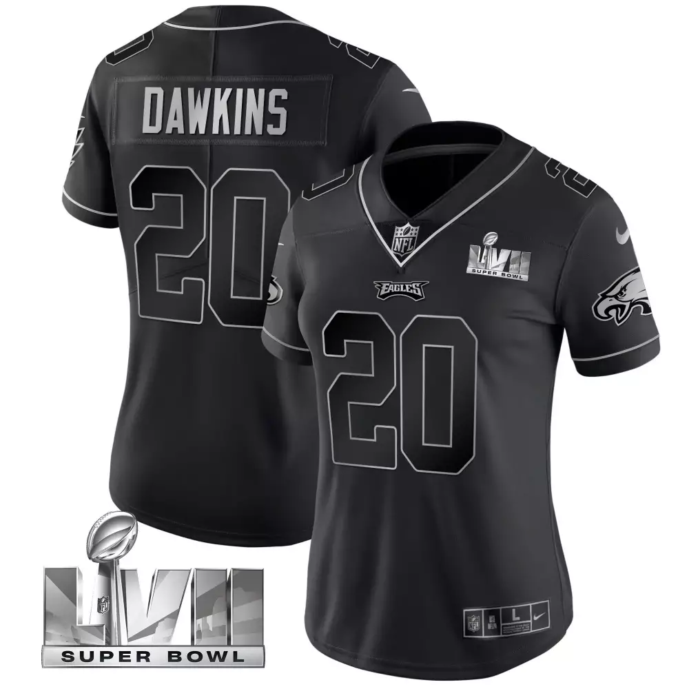 Dawkins Lvii 20 Eagles Jersey Black Super Bowl Women Standard Silver All Stitched