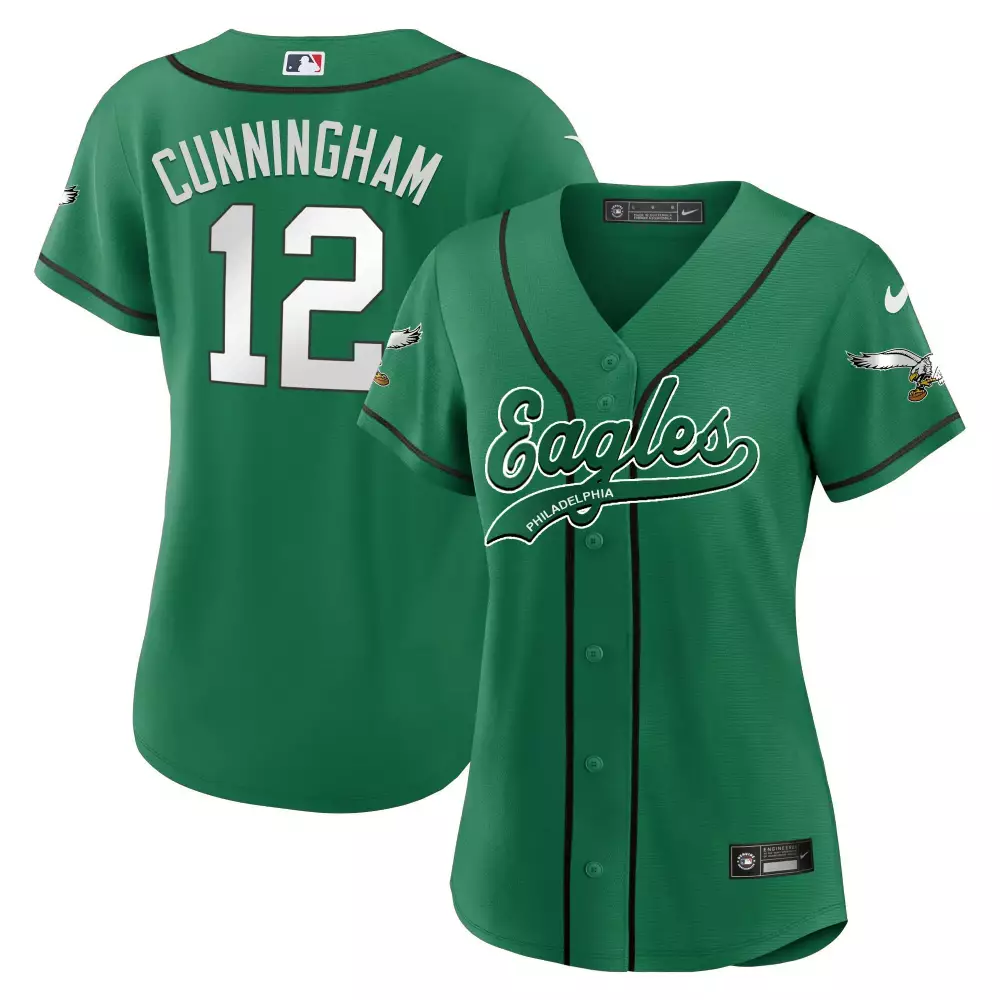 Cunningham 12 Philadelphia Eagles Jersey Green Women White Black All Stitched Vapor