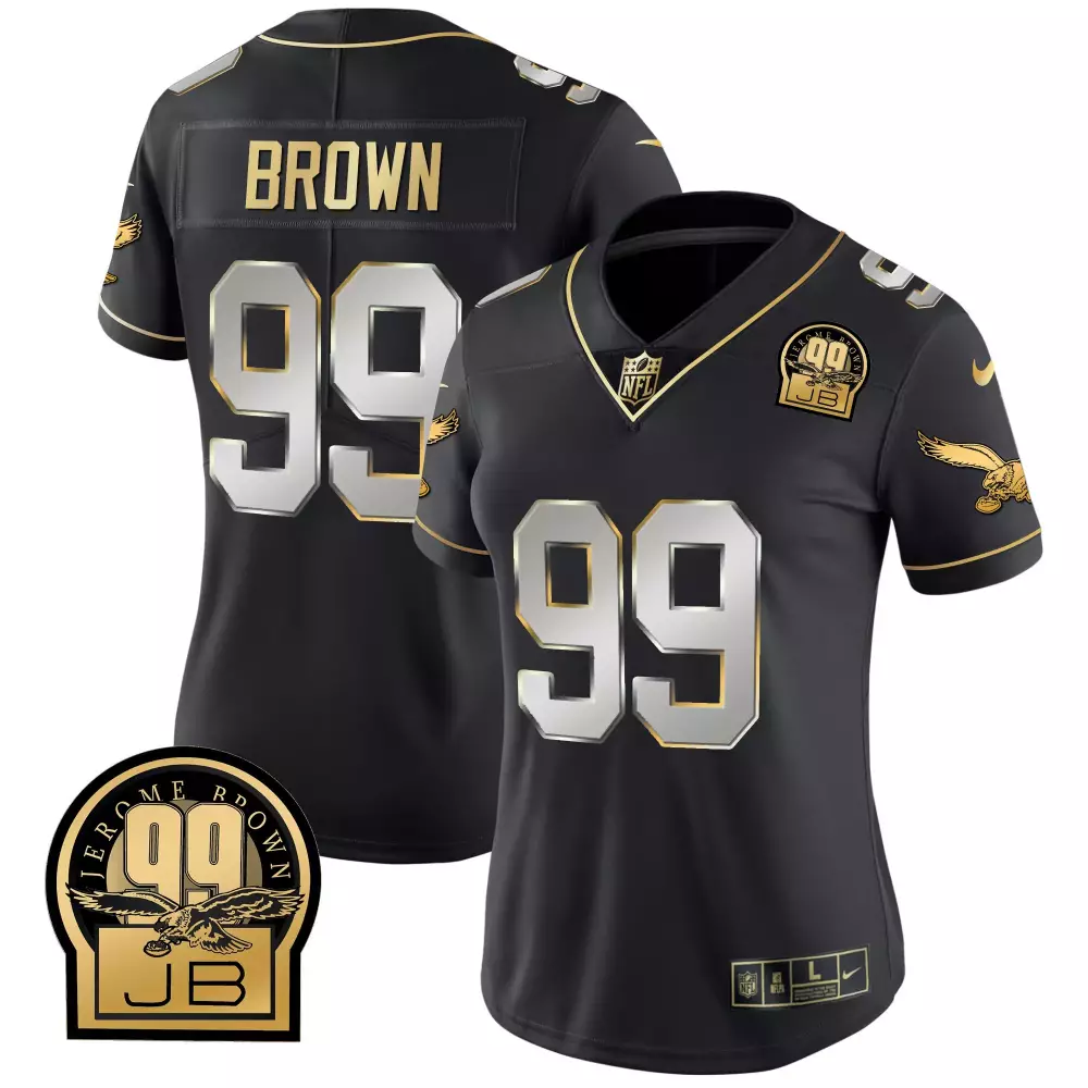 Brown 99 Eagles Jersey Black Jerome Jb Women Player Gold Silver Stitched