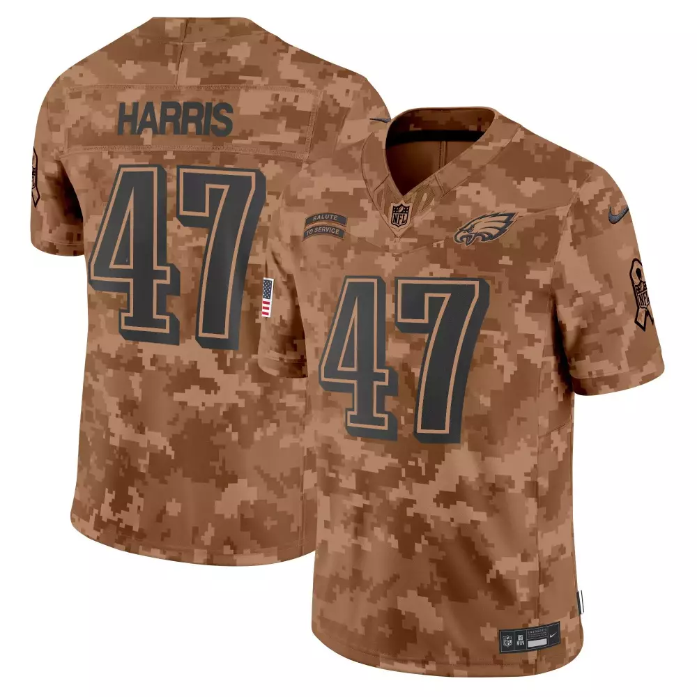 Kamala Harris 47 Eagles Jersey Tan Salute To Service American Flag Men Game Alternate