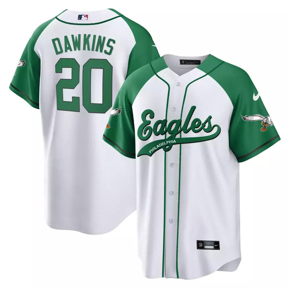 Dawkins 20 Eagles Jersey Green Men White Stitched