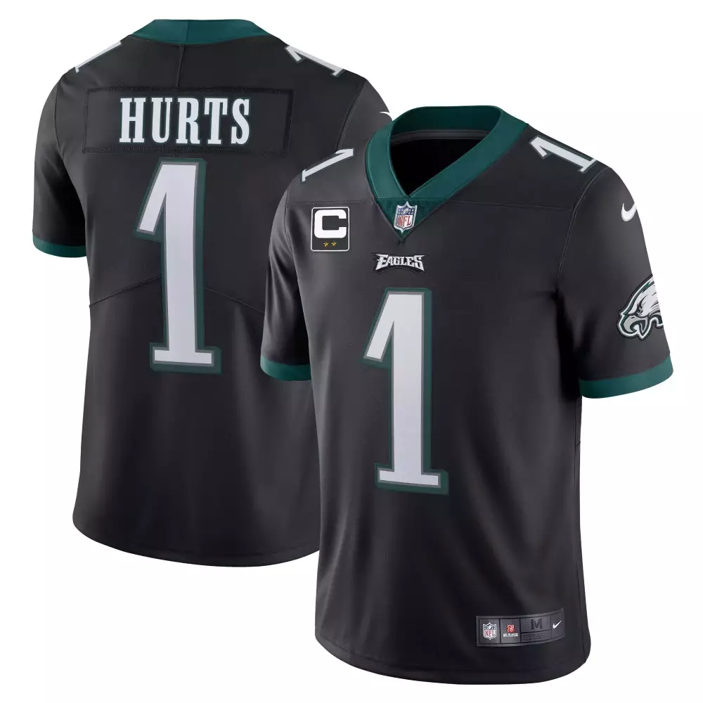 Jalen Hurts 1 Eagles Jersey Black Men Authentic Green White Vapor All Stitched