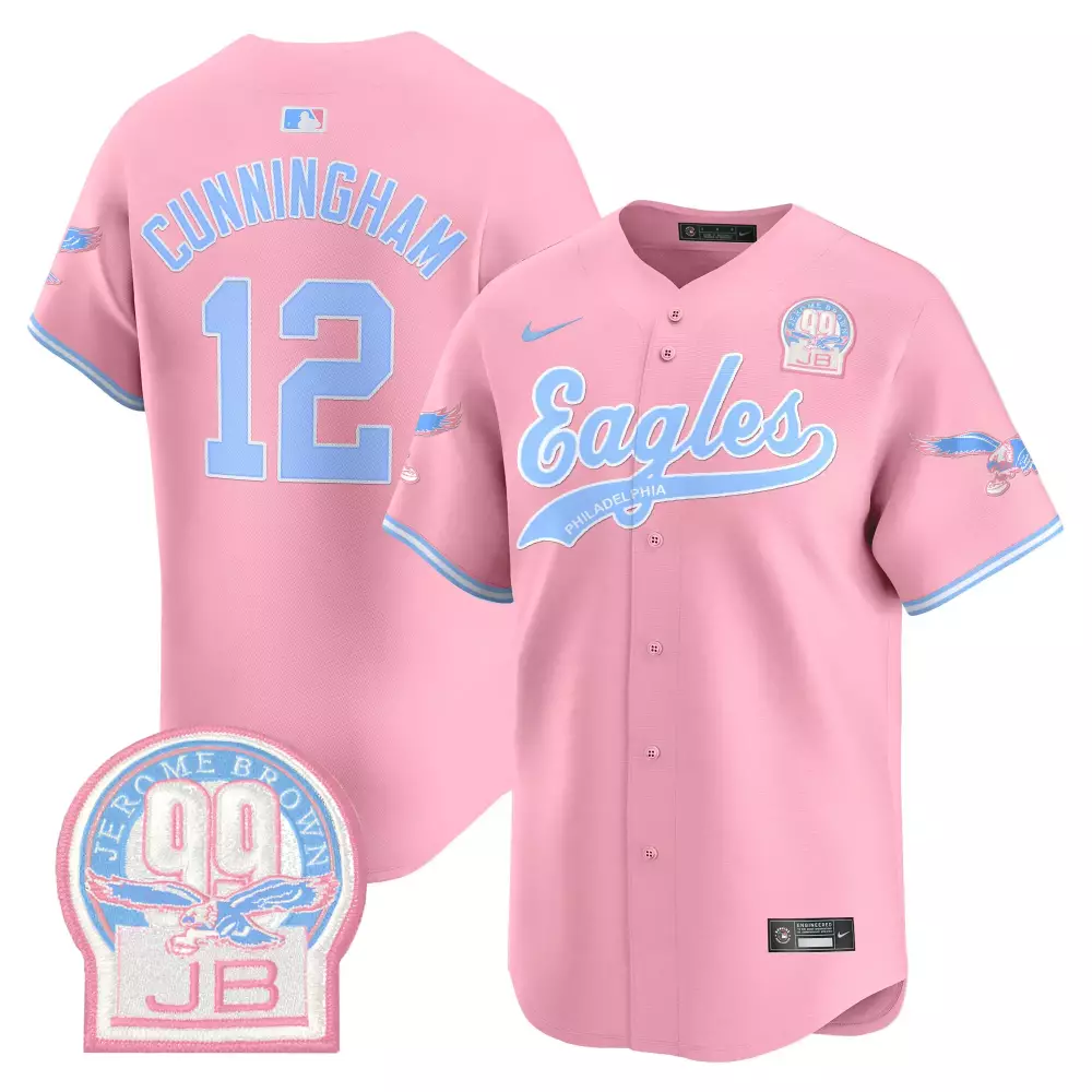 Cunningham 12 Philadelphia Eagles Jersey Pink Breast Cancer Awareness Jerome Brown 00 Jb