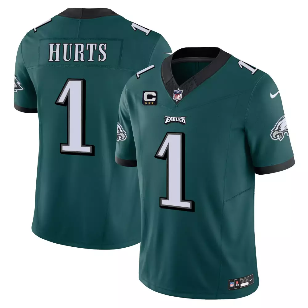 Jalen Hurts 1 Eagles Jersey Green Men Replica Black White Vapor Limited All Stitched