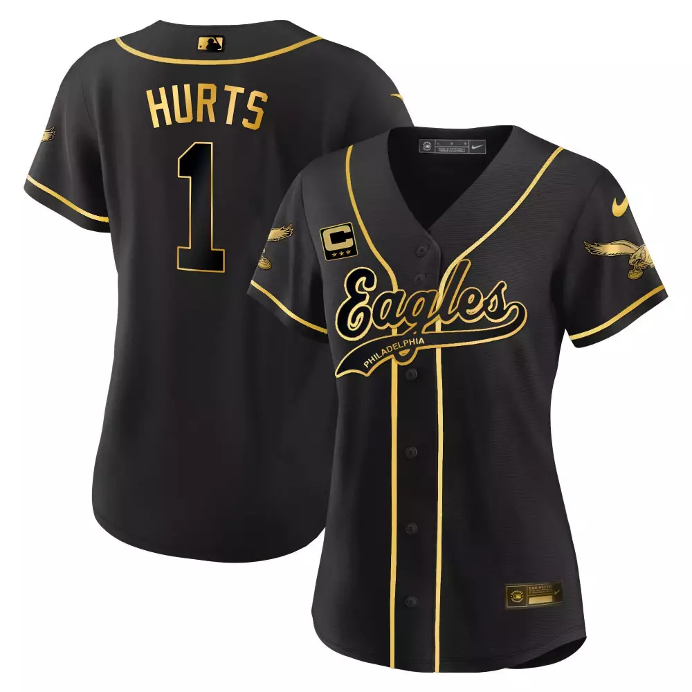 Jalen Hurts 1 Philadelphia Eagles Jersey Black Men Alternate Gold All Stitched Vapor