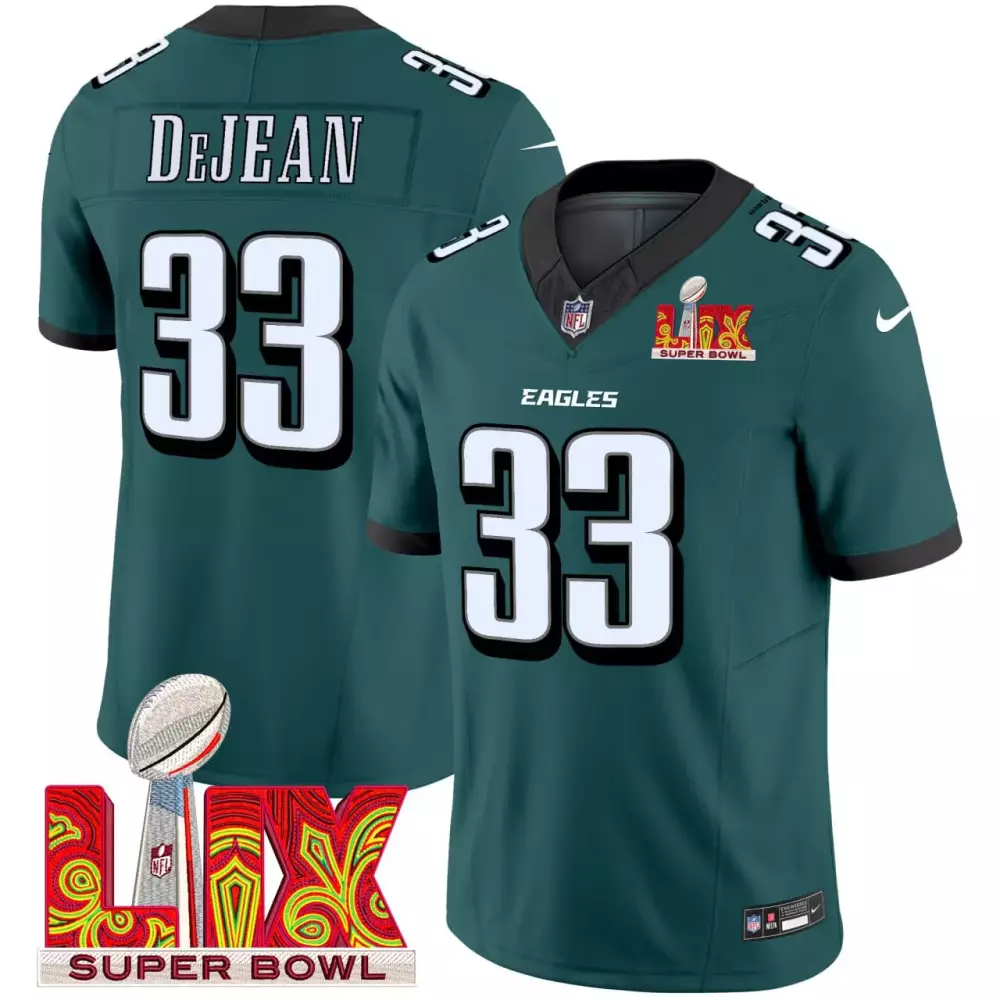 Cooper Dejean 33 Eagles Jersey Green Super Bowl Lix Men Player Black All Stitched