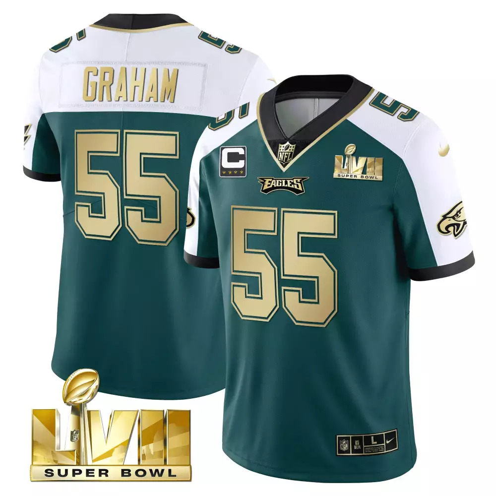 Brandon Graham 55 Eagles Jersey Green Super Bowl Lvii Men White Black Gold All Stitched
