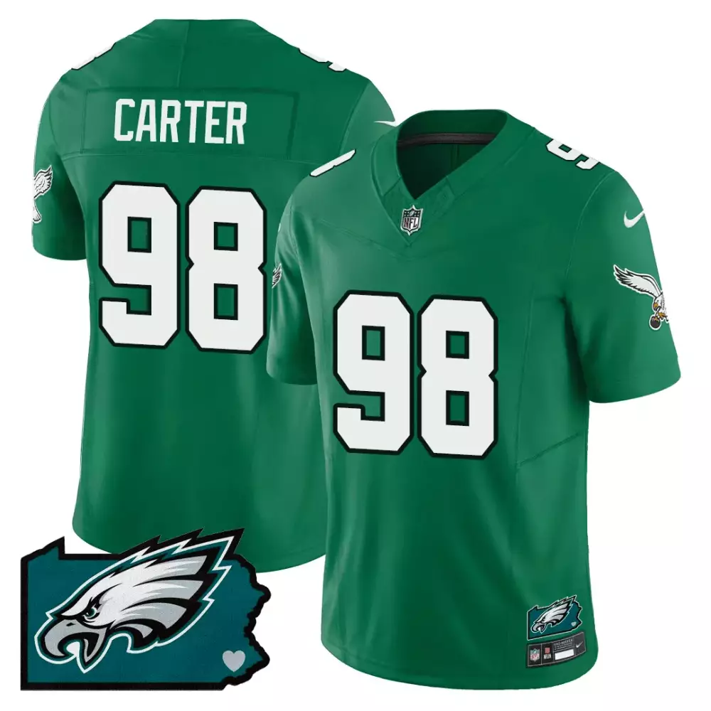 Jalen Carter 98 Jersey Green Philadelphia Eagles Men Replica White All Stitched Vapor