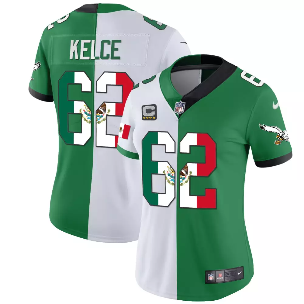 Dawkins Mexico 62 Jersey Green Philadelphia Eagles Men Split Design White Red All