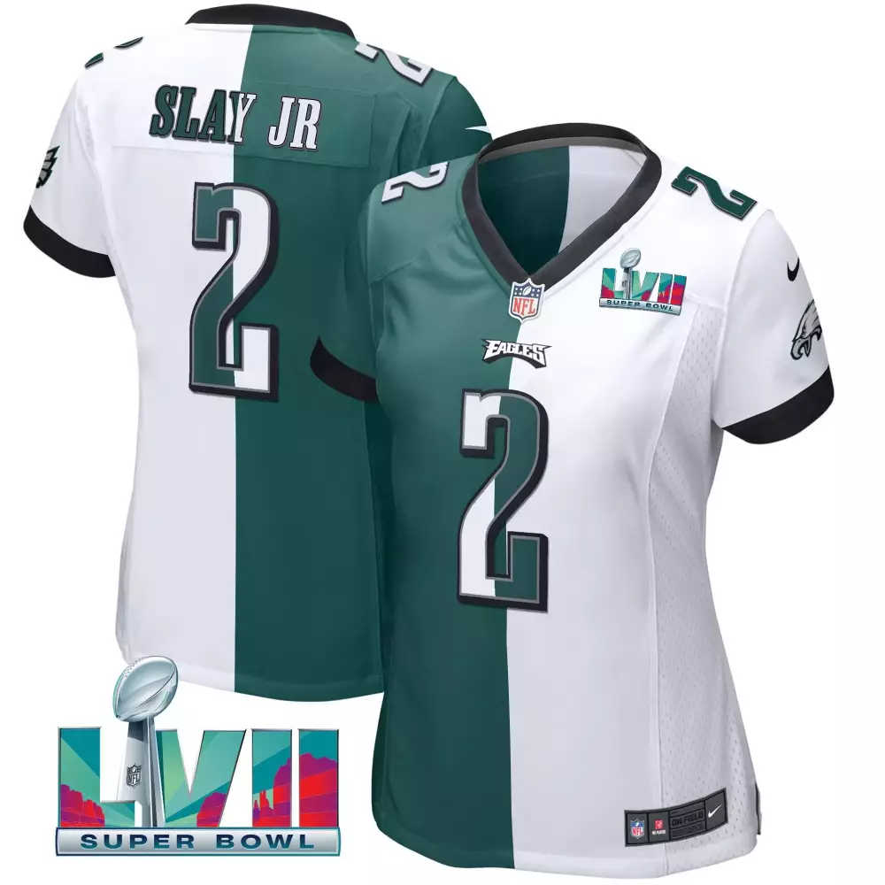 Darius Slay Jr. 2 Eagles Jersey Green Super Bowl Lvii Men Split Design White Black