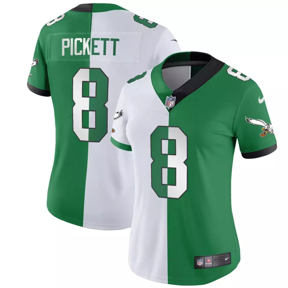 Kenny Pickett 8 Eagles Jersey Green Women Split White Throwback Vapor Limited v2