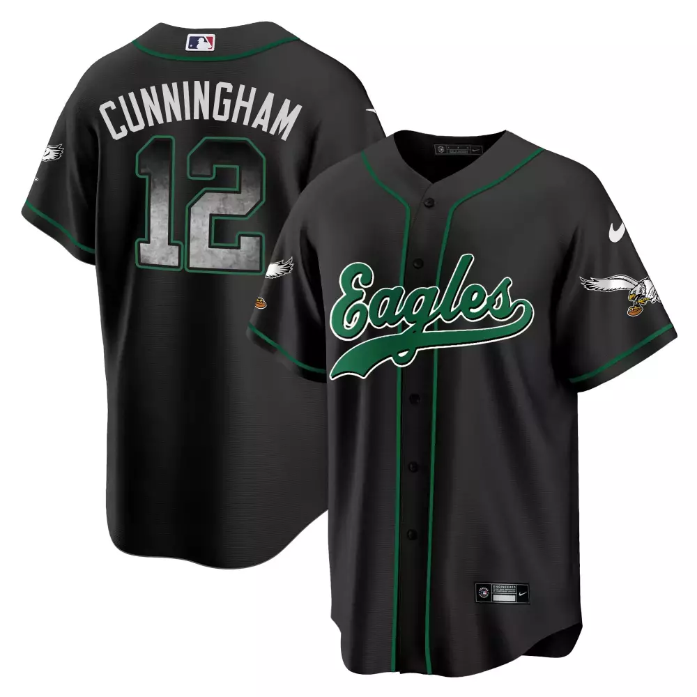 Cunningham 12 Eagles Jersey Black Men Green All Stitched Vapor