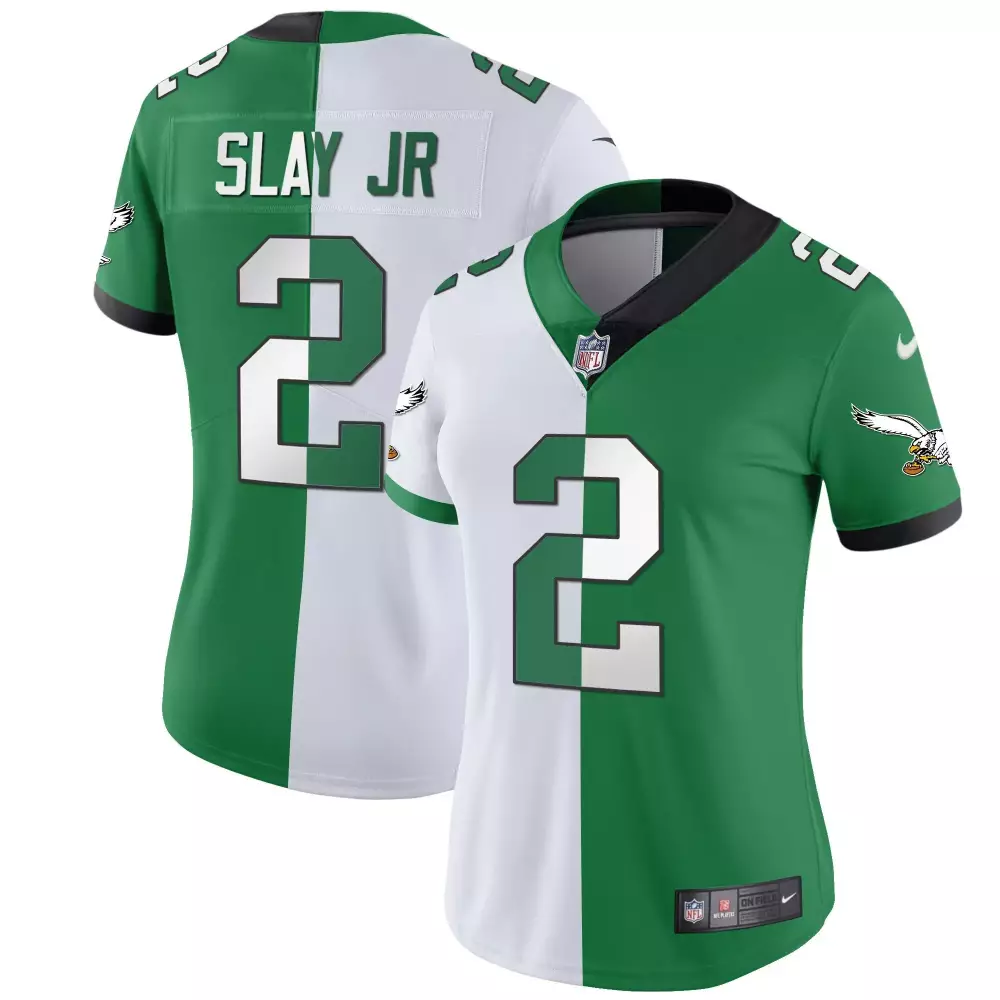 Darius Slay Jr. 2 Eagles Jersey Green Women Split Design White Vapor Throwback All