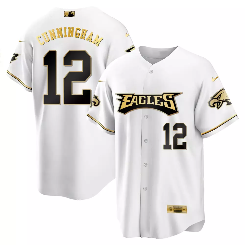 Cunningham 12 Eagles Jersey White Men Black Gold All Stitched Vapor