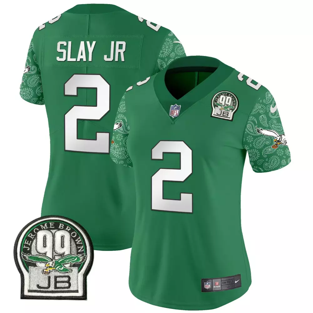 Darius Slay Jr. 2 Eagles Jersey Green Jerome Brown 99 Jb Eagle Graphic Women On Field