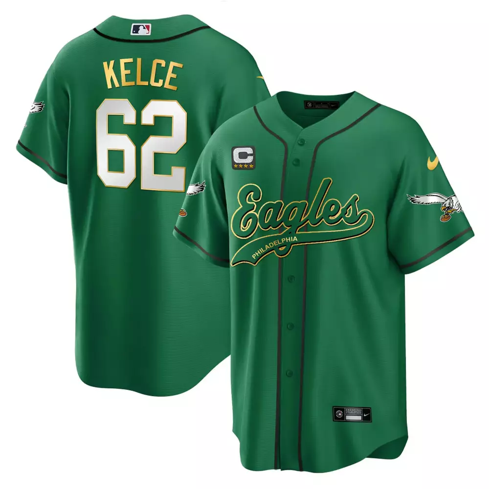Kelee Ringo 62 Jersey Green Philadelphia Eagles Captain's 'c' Stars Men White Gold