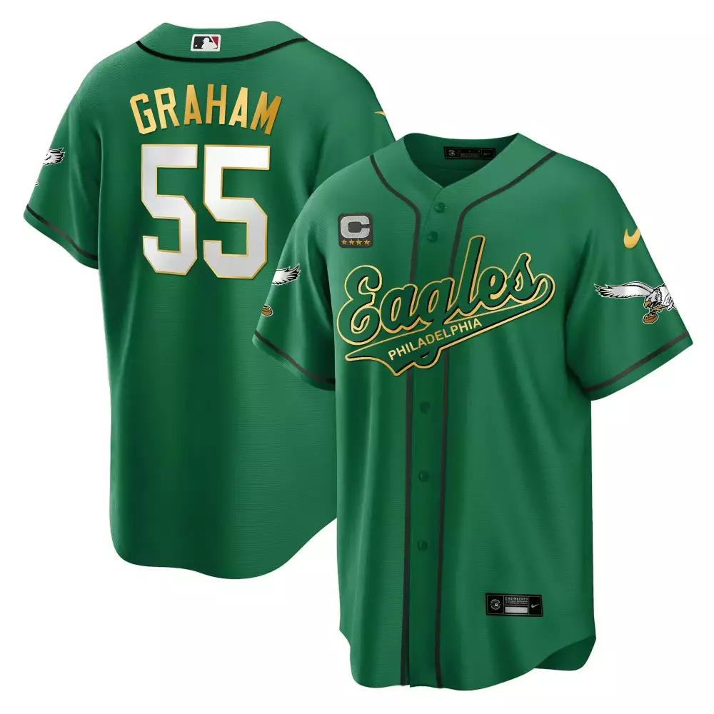 Brandon Graham 55 Jersey Green Philadelphia Eagles Captain Stars Eagle Graphic Men