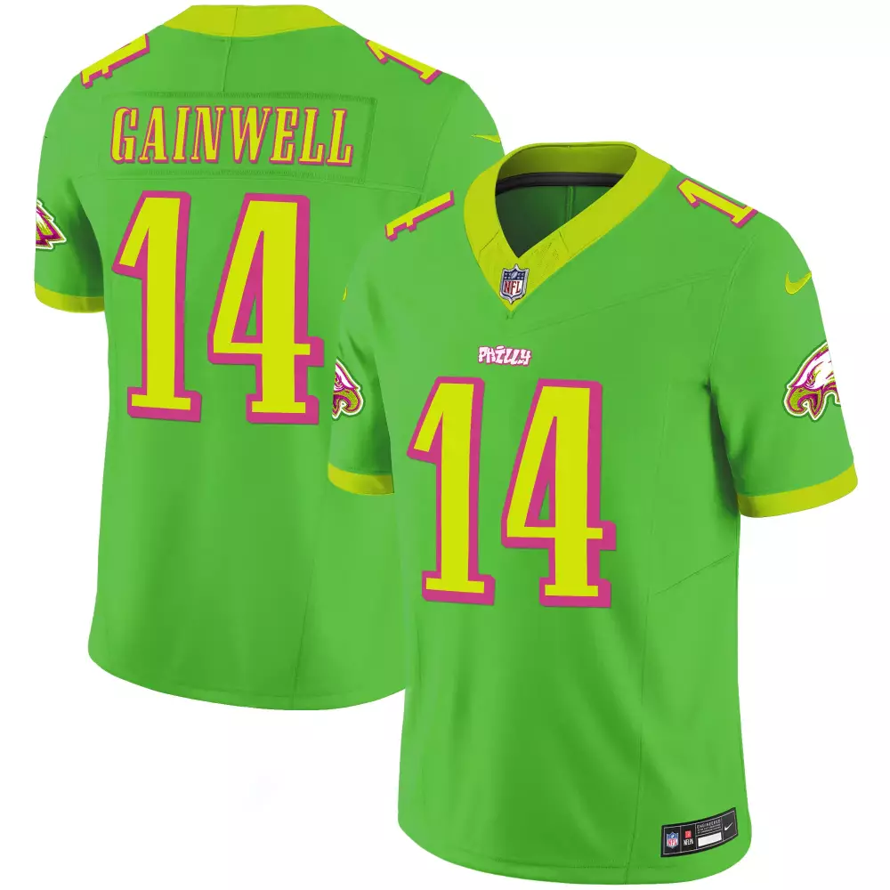 Kenneth Gainwell 14 Jersey Lime Green Philadelphia Eagles Men Player Alternate Neon Yellow