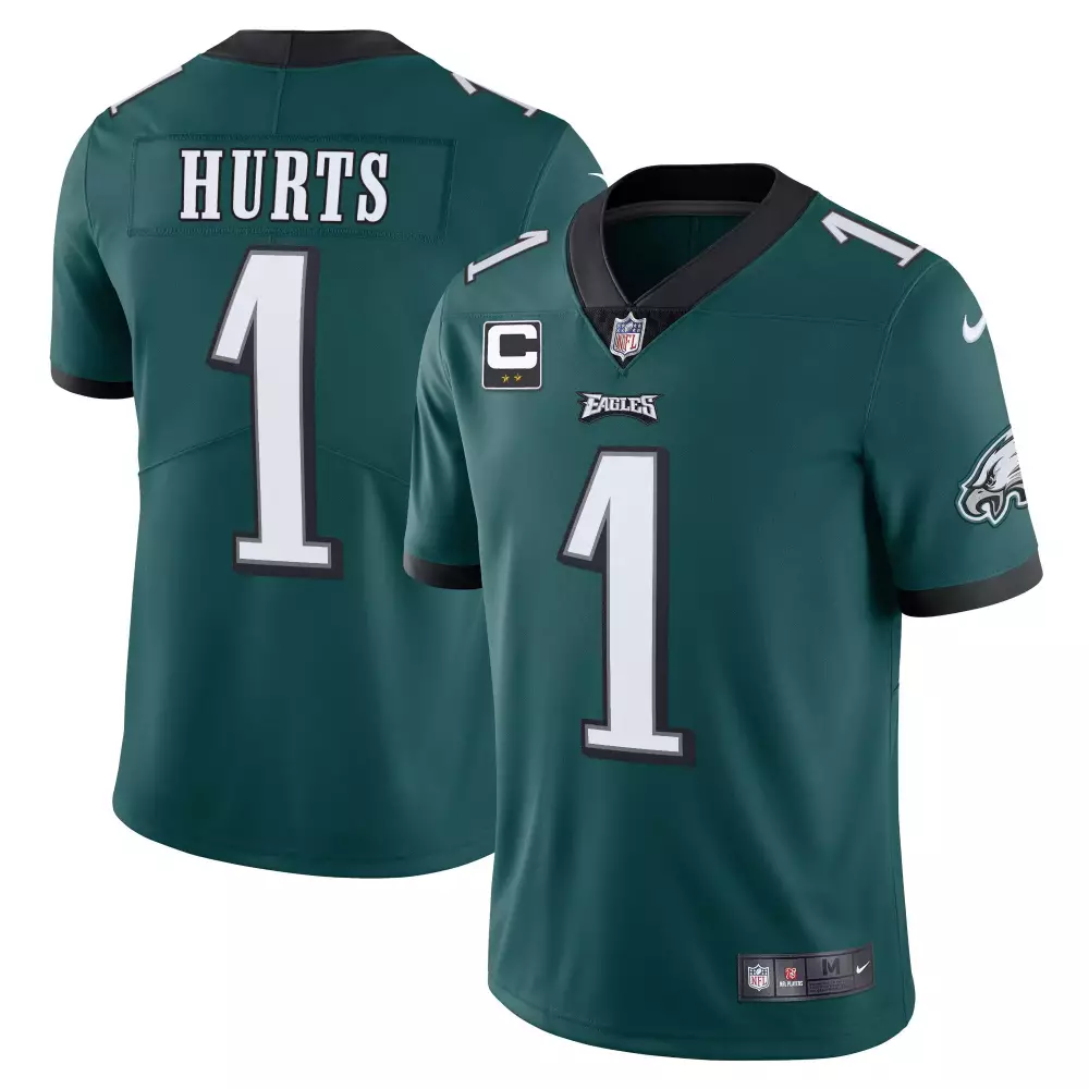 Jalen Hurts 1 Eagles Jersey Green Men Game Black White All Stitched Vapor