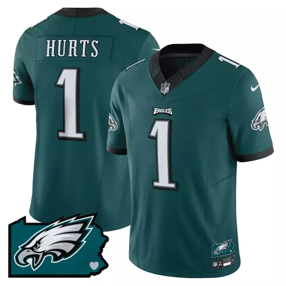 Jalen Hurts 1 Eagles Jersey Green Men White Black All Stitched