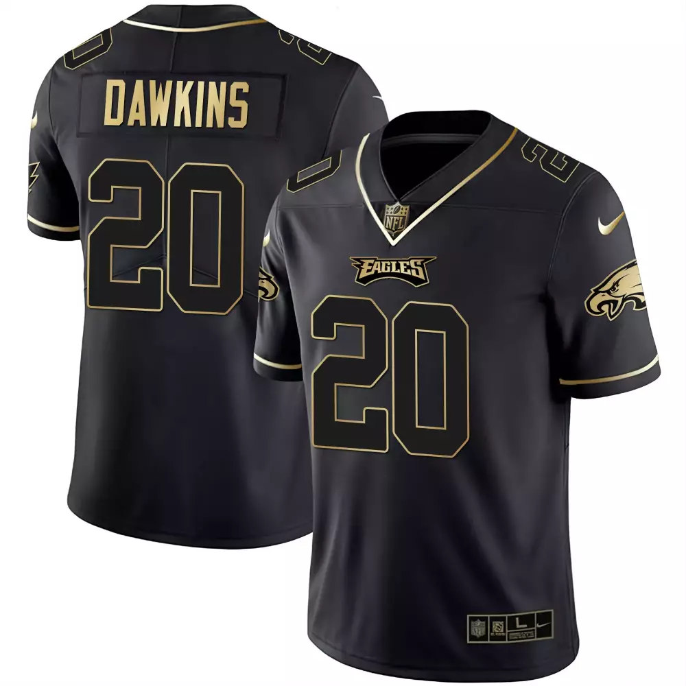 Brian Dawkins 20 Eagles Jersey Black Men Gold Stitched