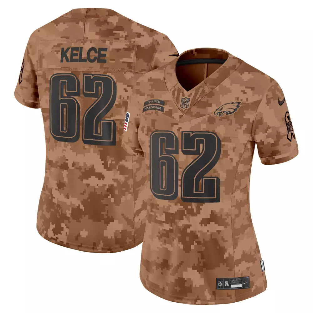 Jason Kelce 62 Jersey Brown Salute To Service Philadelphia Eagles Men Camouflage