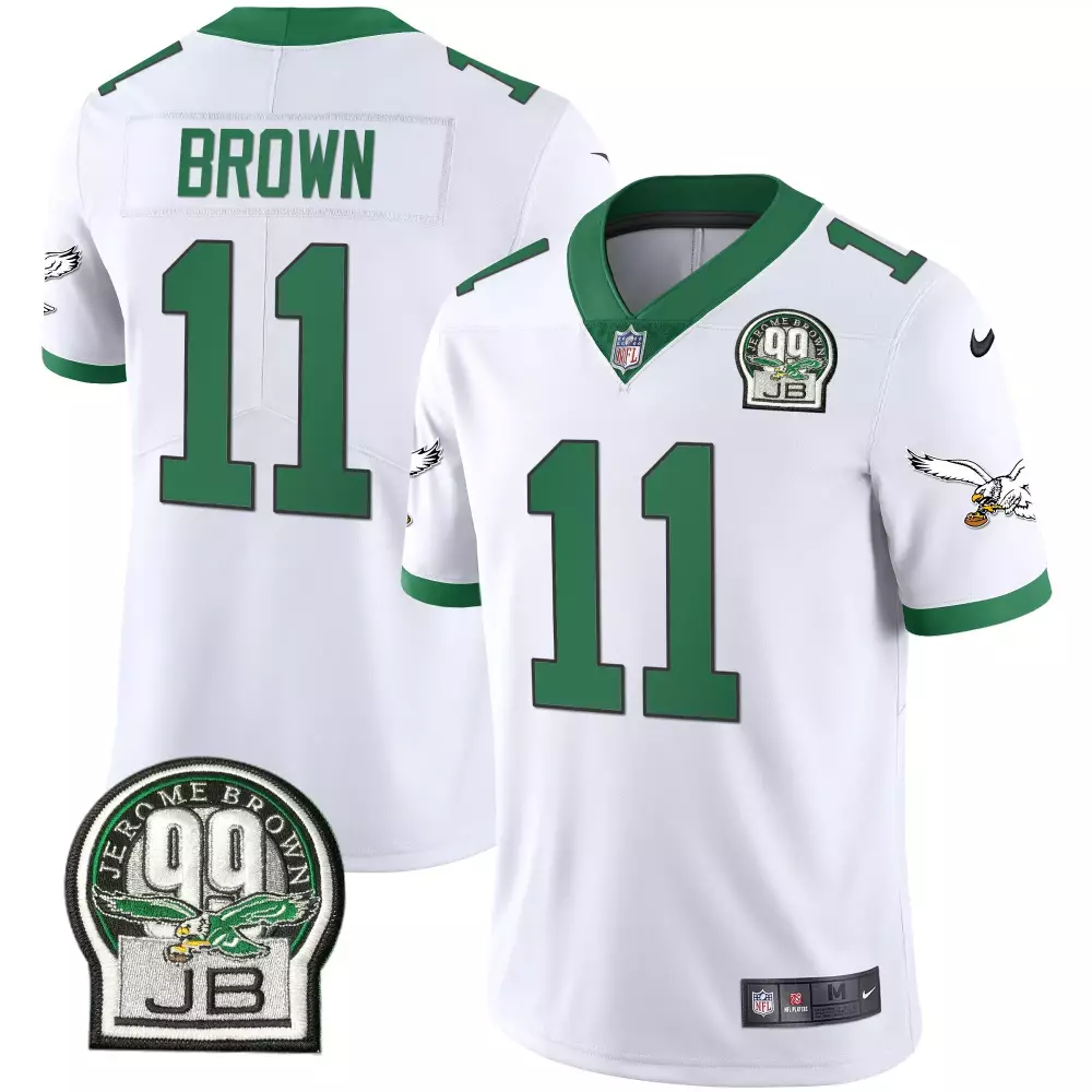 Brown 11 Philadelphia Eagles Jersey White Jerome Memorial 99 Jb Eagle Men Green All