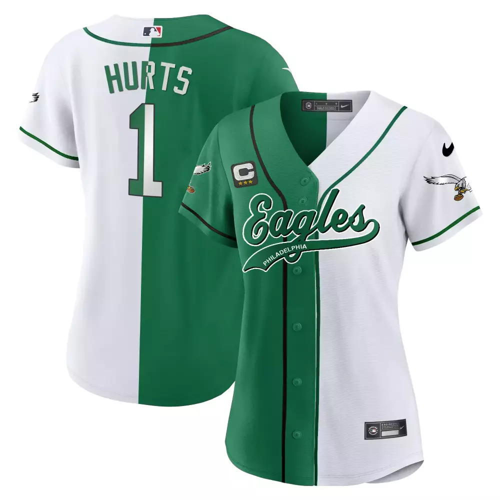 Jalen Hurts 1 Philadelphia Eagles Jersey Green City Connect Men Split Design White