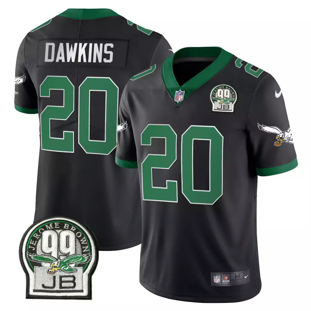Brian Dawkins 20 Eagles Jersey Black Jerome Brown Legacy 99 Jb Men Green White All