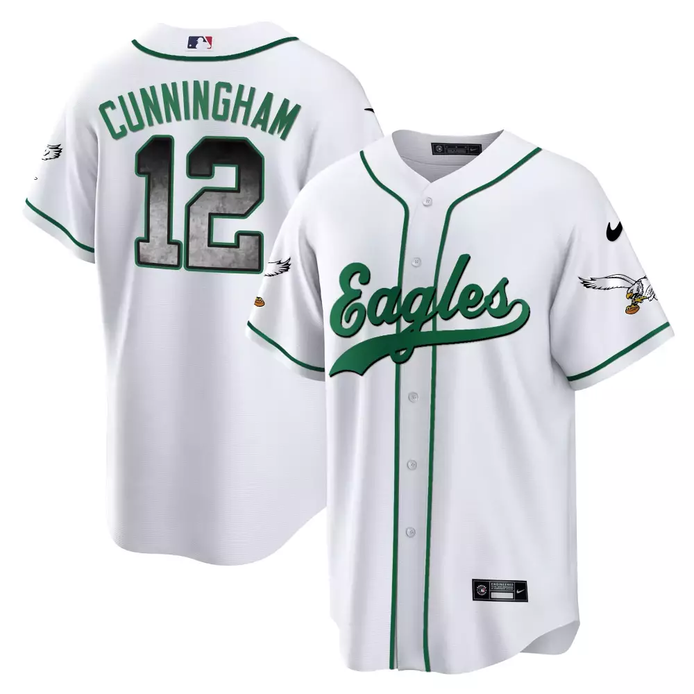 Cunningham 12 Eagles Jersey White Men Green All Stitched Vapor