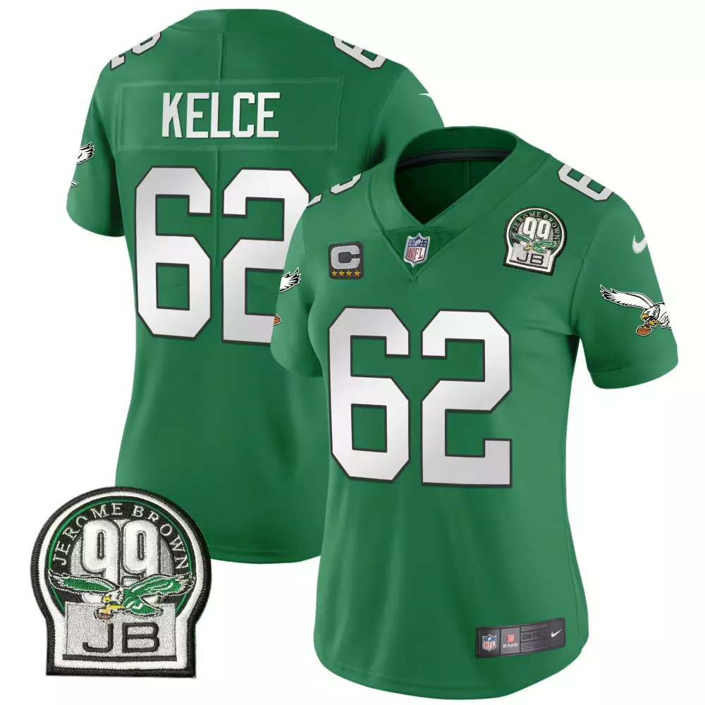 Jason Kelce 62 Eagles Jersey Green Jerome Brown 99th Anniversary 99 Jb 2021 Women