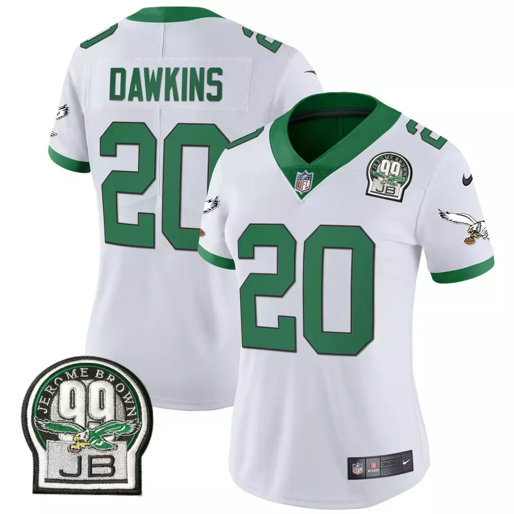 Brian Dawkins 20 Jersey White Jerome Brown 99 Philadelphia Eagles Jb Women Standard