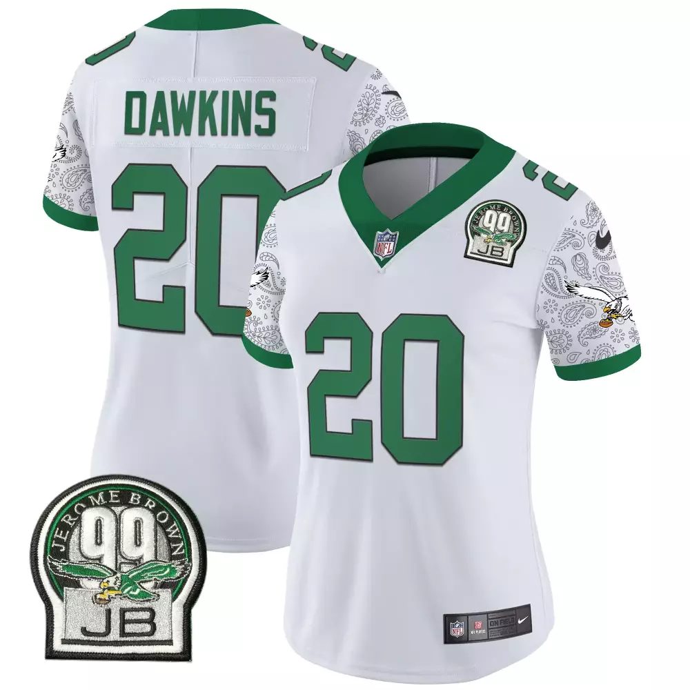 Dawkins Jb 20 Eagles Jersey White Jerome Brown 99 Women Authentic Alternate Green