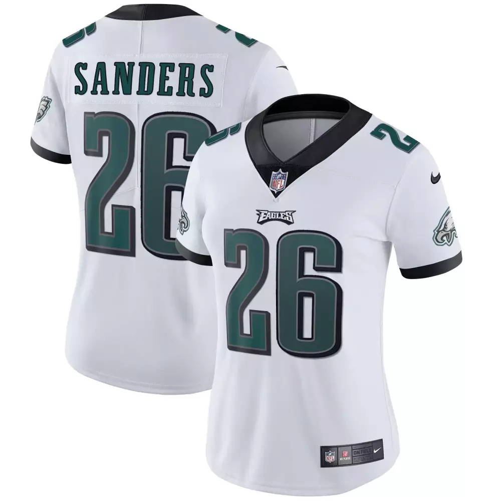 Miles Sanders 26 Eagles Jersey White Women Standard Green Black Vapor All Stitched
