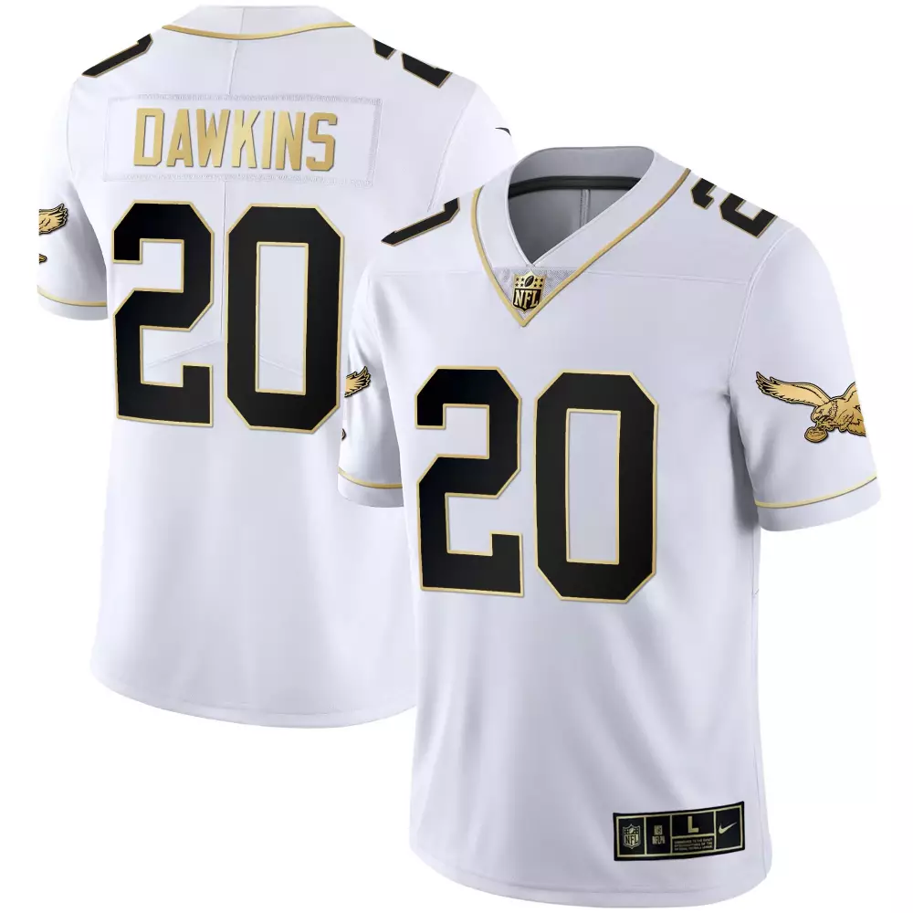 Brian Dawkins 20 Jersey White Philadelphia Eagles Men Alternate Black Gold All Stitched