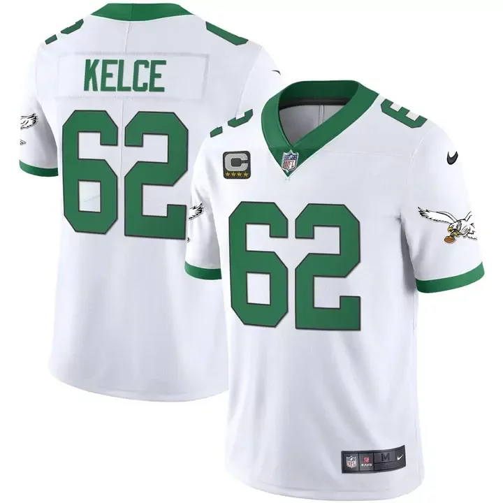 Kelce C 62 Eagles Jersey White Stars Men Standard Alternate Green All Stitched Vapor