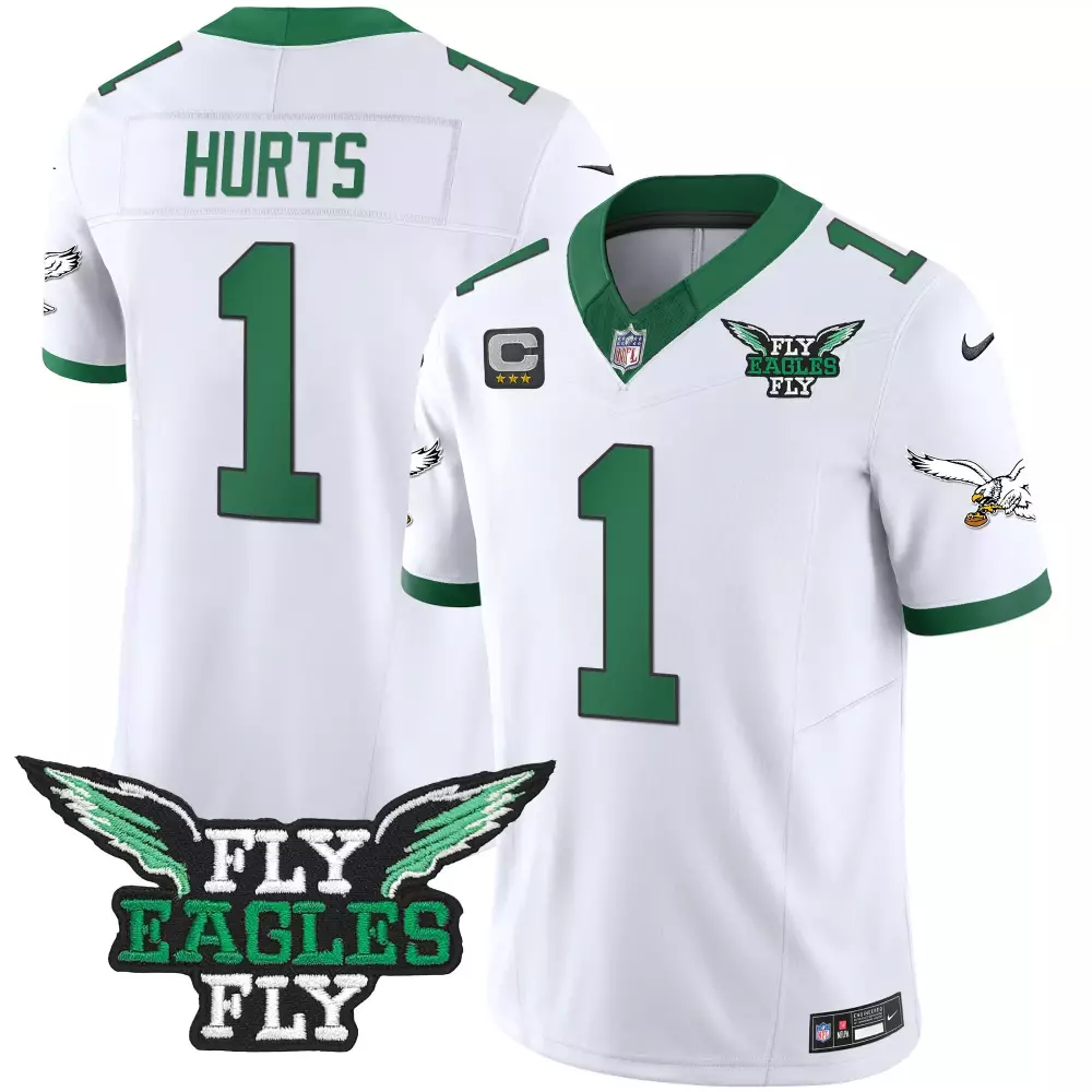 Jalen Hurts 1 Eagles Jersey White Fly Men Replica Green Throwback Vapor All Stitched