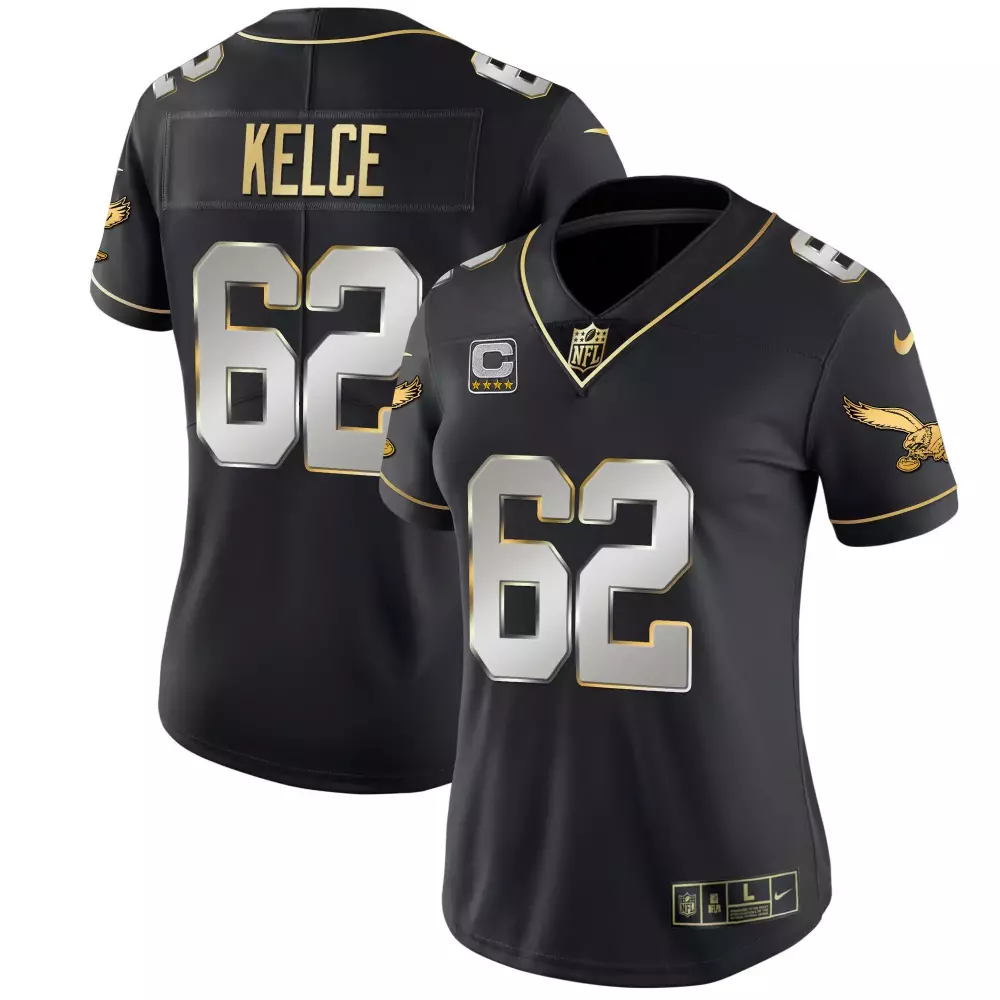 Jason Kelce 62 Jersey Black Midnight Green Philadelphia Eagles Captain Women Player