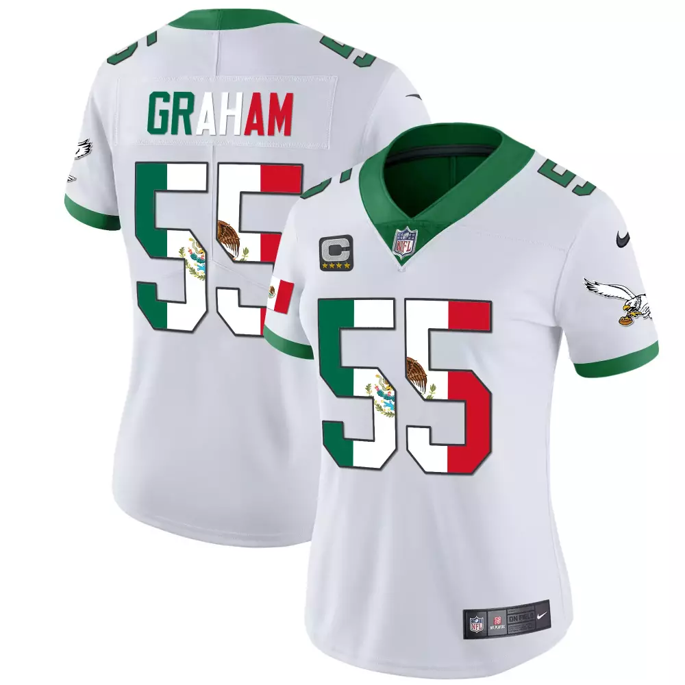 Brandon Graham 55 Eagles Jersey White Women Split Design Green Red All Stitched Vapor
