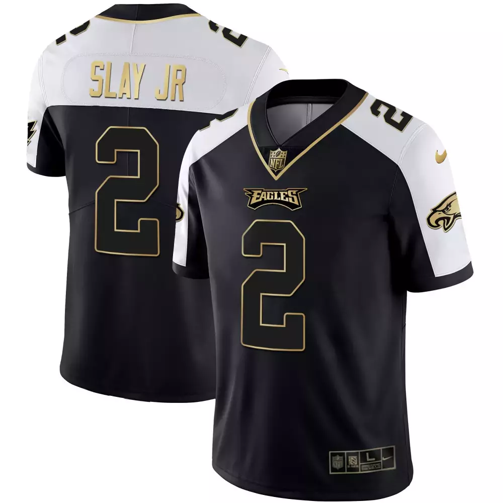 Darius Slay Jr. 2 Eagles Jersey Black Men NFL White Gold Alternate Vapor All Stitched