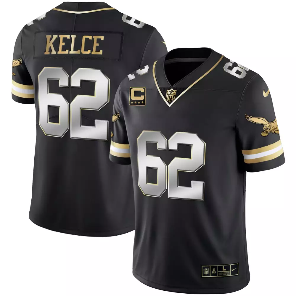 Kelee Ringo 62 Eagles Jersey Black Men Gold White Stitched