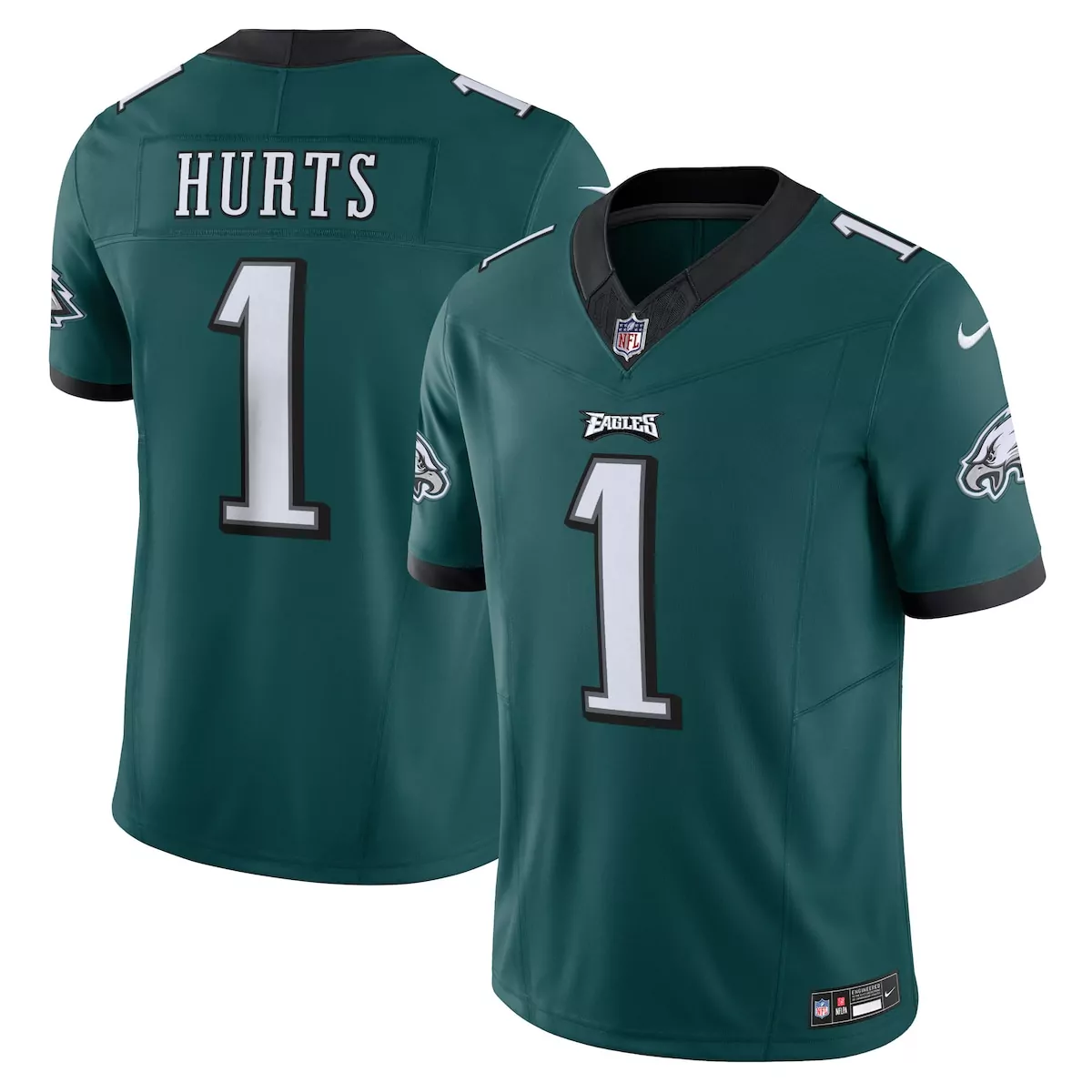 Jalen Hurts 1 Eagles Jersey Green Men NFL Black White Vapor Limited