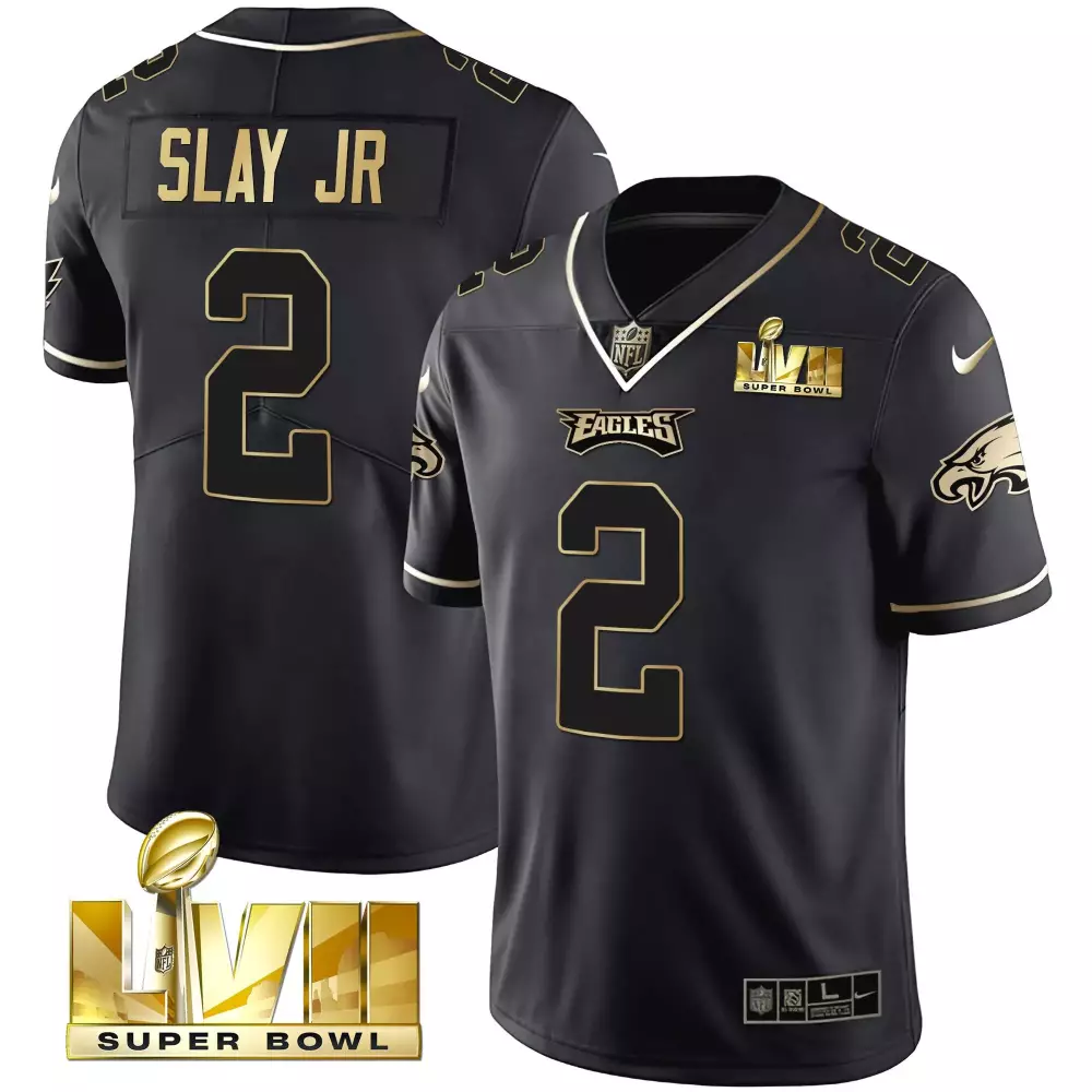 Darius Slay Jr. 2 Eagles Jersey Black Super Bowl Lvii Men Player Gold Stitched