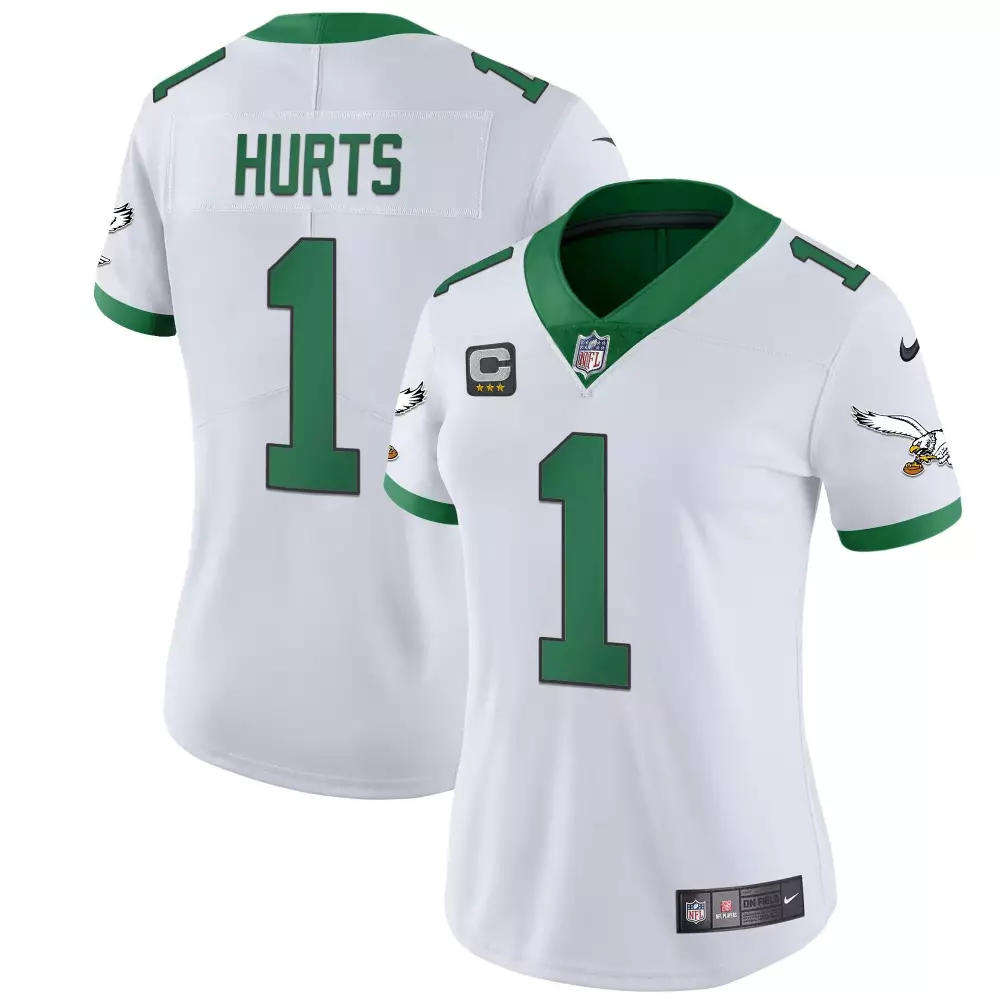 Jalen Hurts 1 Eagles Jersey White Women Game Alternate Green Vapor Limited v2 All