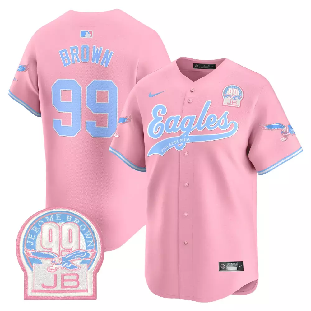 Brown 99 Eagles Jersey Pink Breast Cancer Awareness Jerome Jb 2023 Men Light Blue