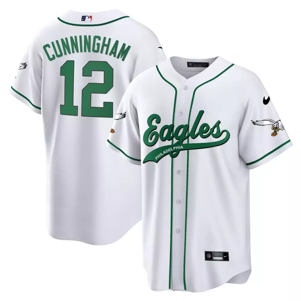 Cunningham 12 Philadelphia Eagles Jersey White Green All Stitched Vapor