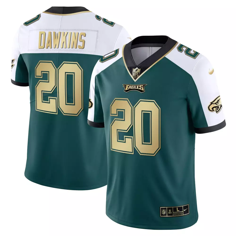 Brian Dawkins 20 Eagles Jersey Green Men Split Design White Gold Black Alternate