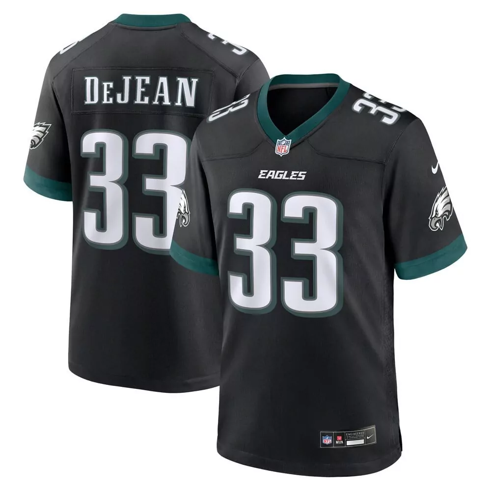 Cooper Dejean 33 Eagles Jersey Black Men Green White All Stitched